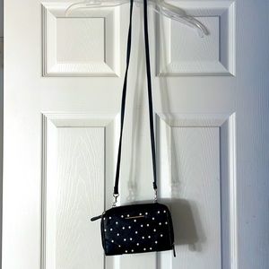 Black with white design cross bag